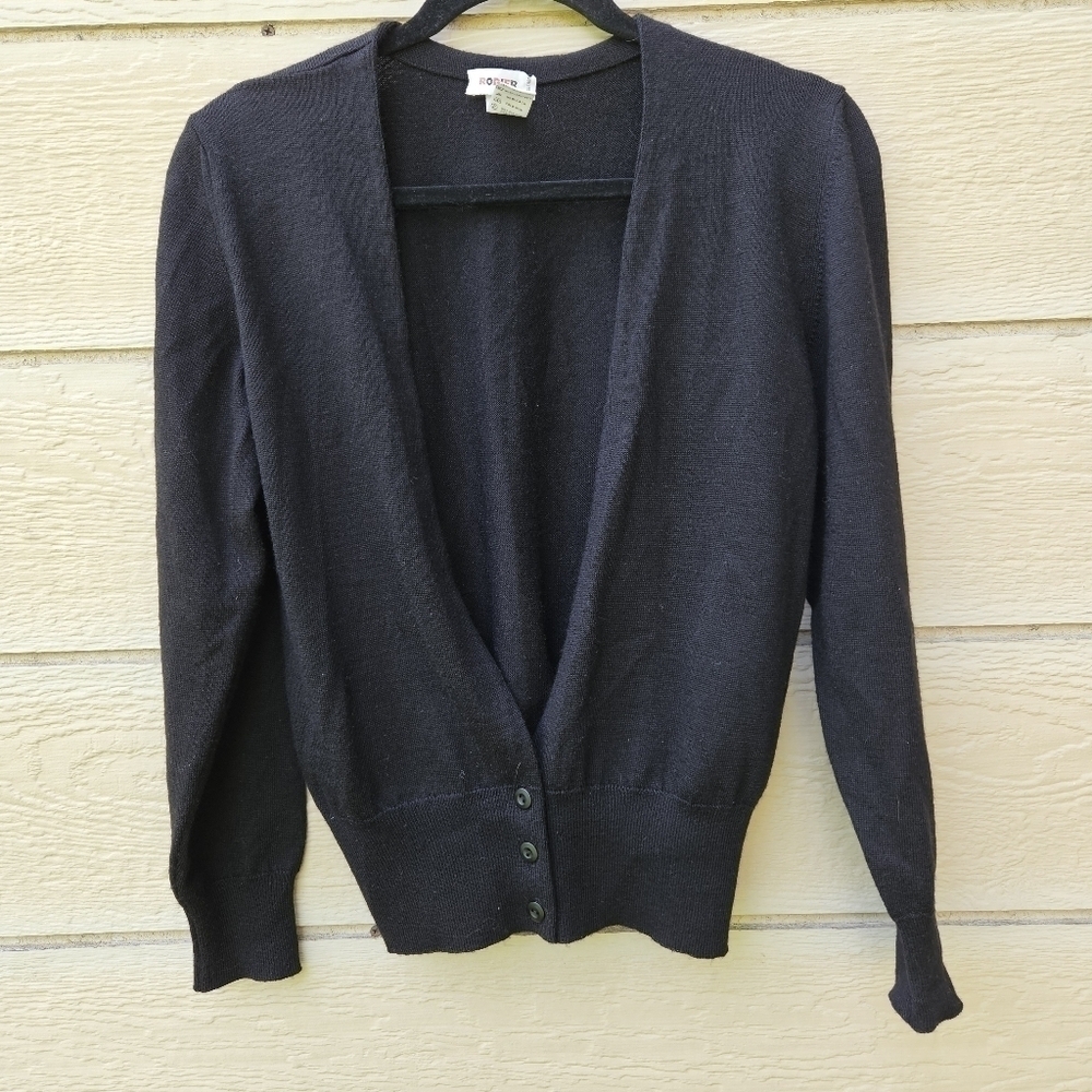 Rodier black wool-blend cardigan SEE MEASUREMENTS